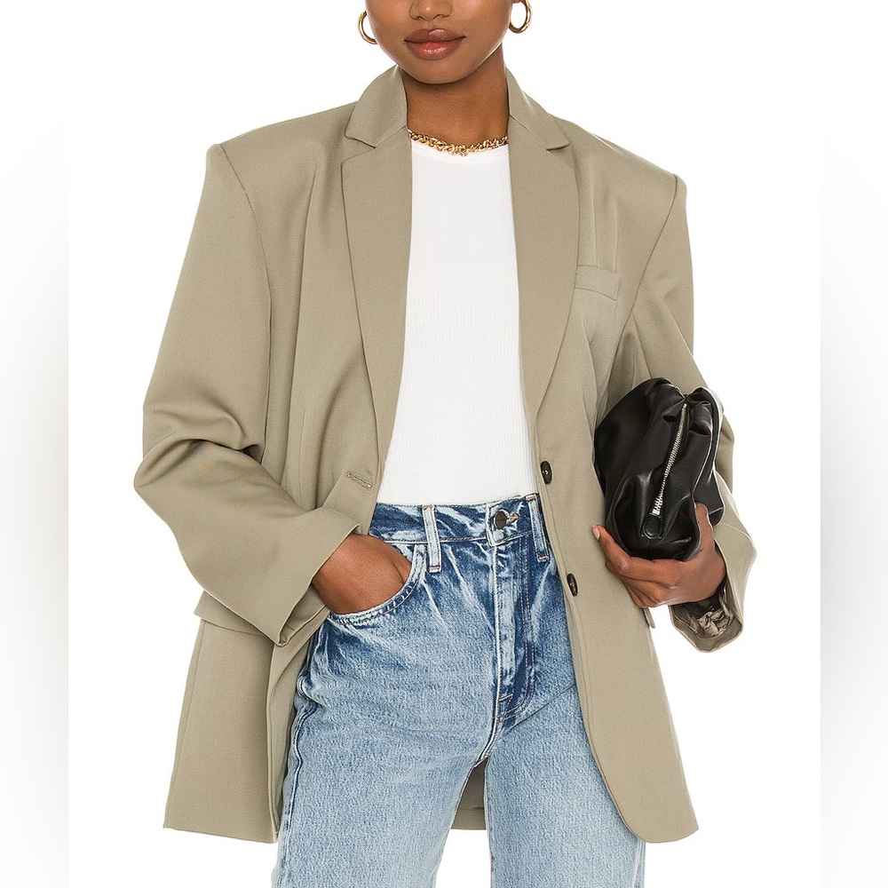Anine Bing Quinn Blazer in Green Khaki